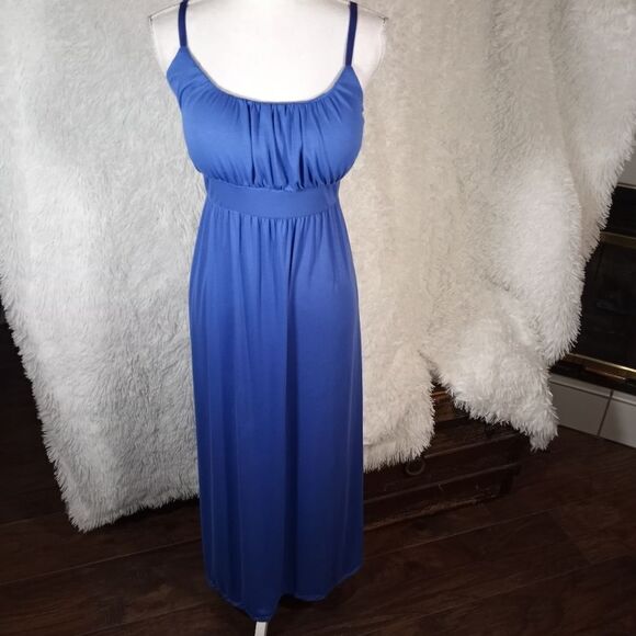 ALLISON BRITTANY BLUE MAXI DRESS SZ.L EUC - Picture 2 of 9